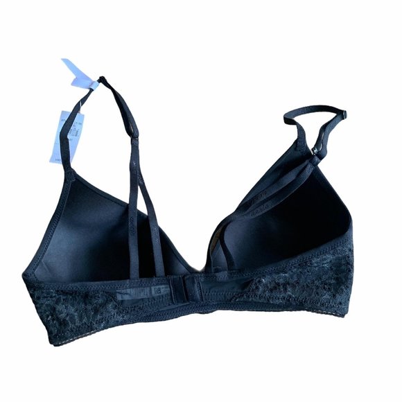 NWT Aerie Black Textured Floral Wireless Bralette 32C - Picture 4 of 5